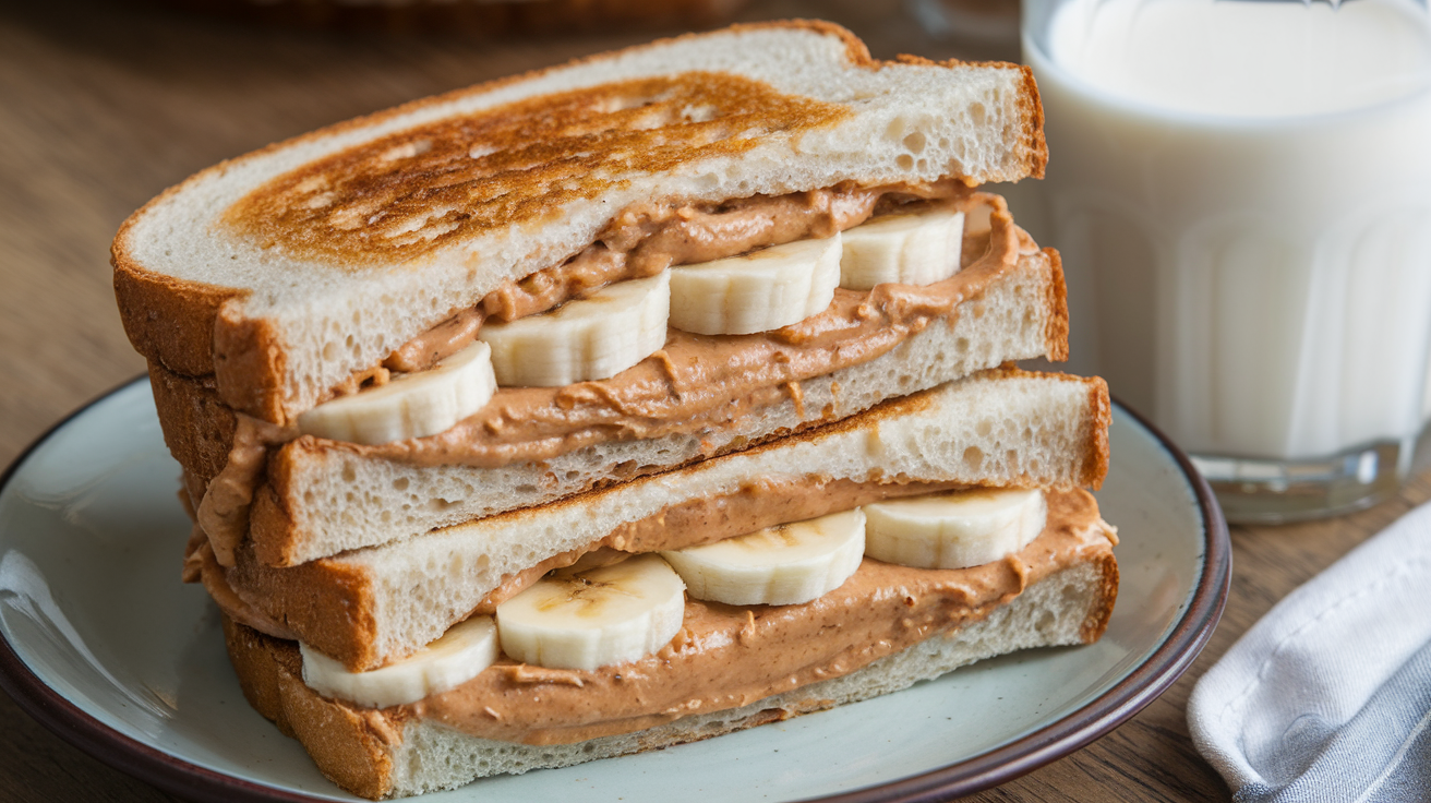 Sandwich au beurre de cacahuete et banane