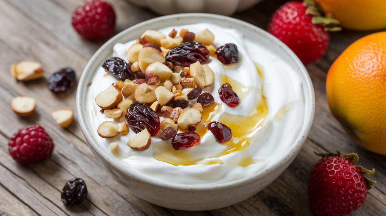 Yaourt grec aux fruits secs et miel